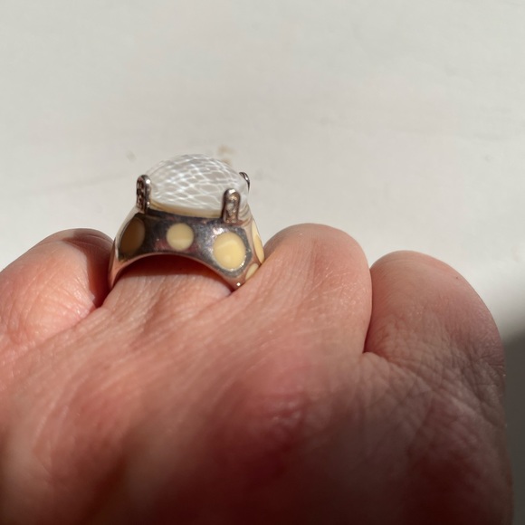 Mother of Pearl Inlay Clear Quartz Ring Size 7 - Picture 11 of 11